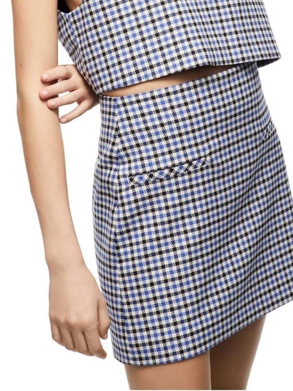 Zara EUC High Waist Houndstooth Mini Skirt Size S Pockets